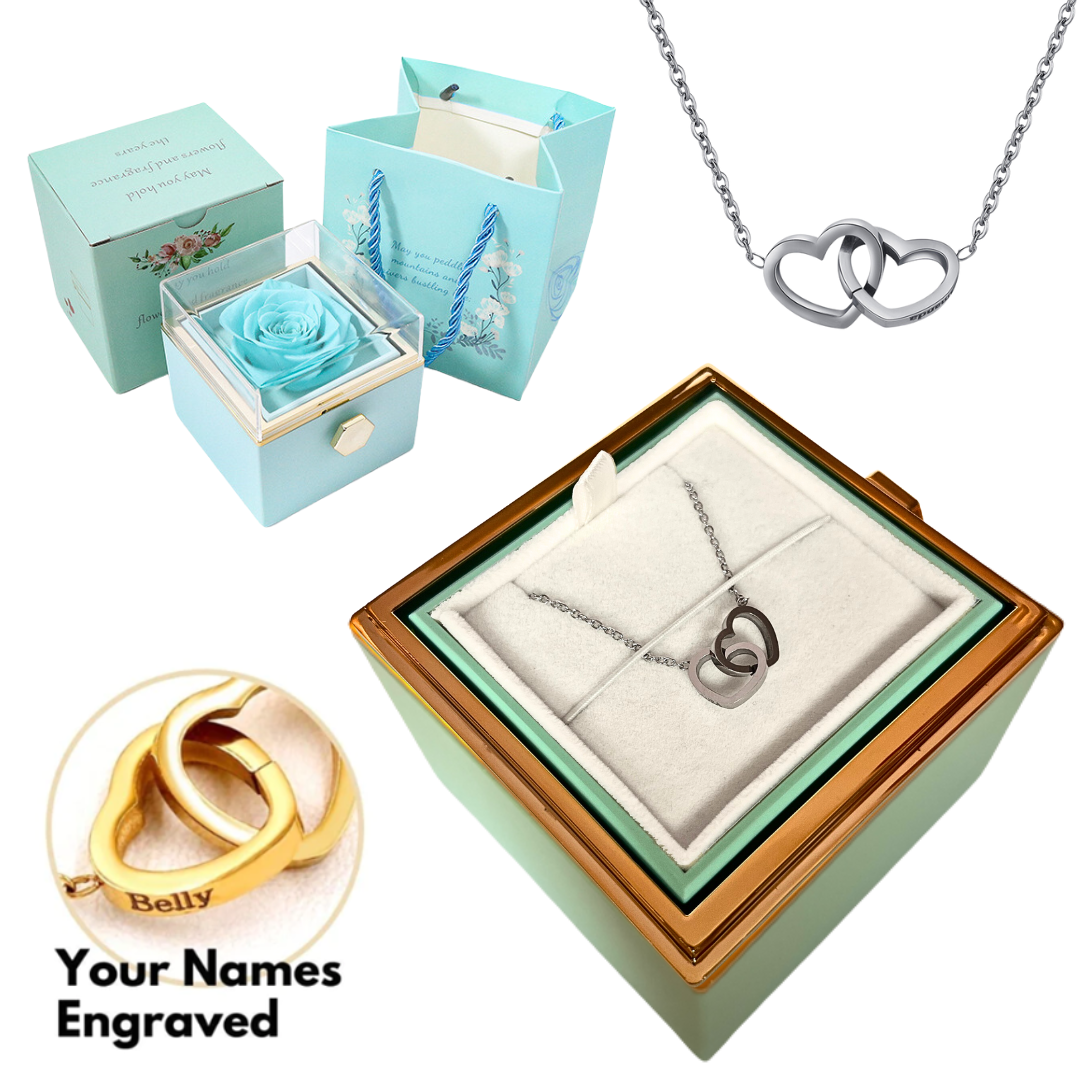 FOREVER LOVE ROSE BOX - ENGRAVED NECKLACE & REAL ROSE