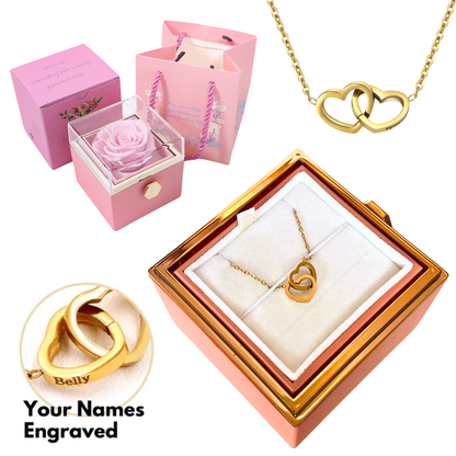 FOREVER LOVE ROSE BOX - ENGRAVED NECKLACE & REAL ROSE